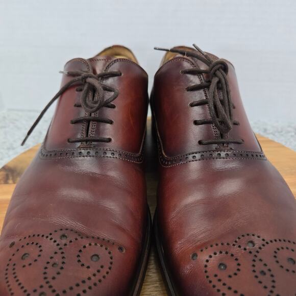 Magnanni Manolo Cognac Brown Medallion Toe Burnished Brogue Oxford Mens 12 M - Picture 7 of 15